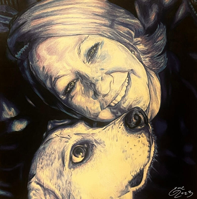 Commissioned pet portrait. Colored pencil on drawing paper.